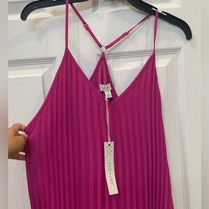 NWT She + Sky Gorgeous Fuchsia pleated maxi dress- size L